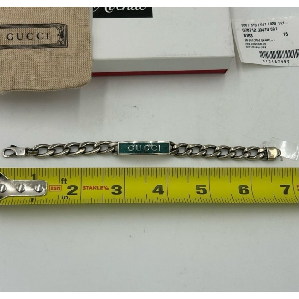Gucci enamel logo ID link bracelet .925 sterling silver made in Italy - Picture 4 of 5